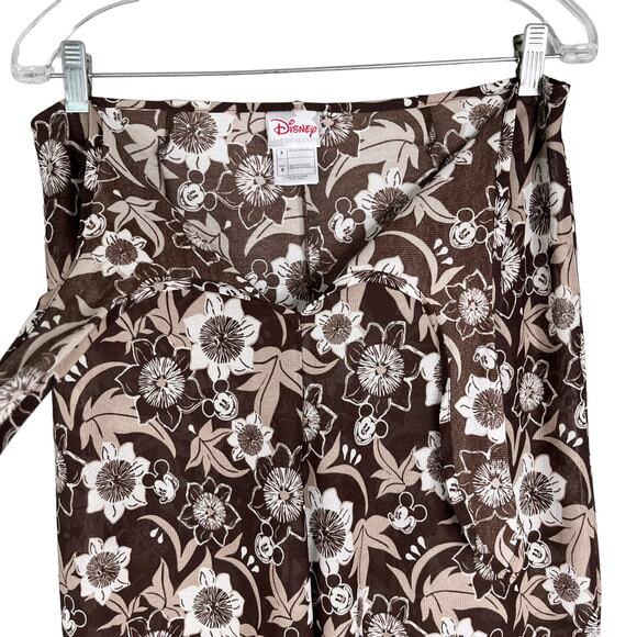 Disney Swim Coverup Palazzo Pants Brown Tan Hidden Mickey 8 Semi Sheer - Picture 10 of 13